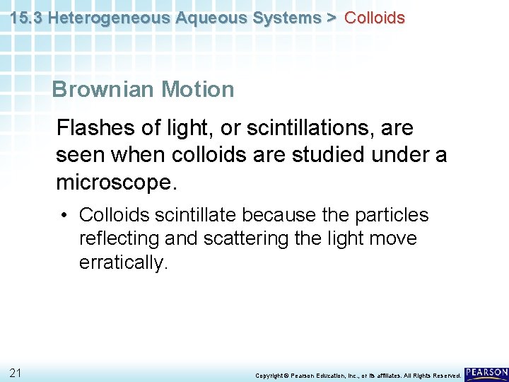 15. 3 Heterogeneous Aqueous Systems > Colloids Brownian Motion Flashes of light, or scintillations,