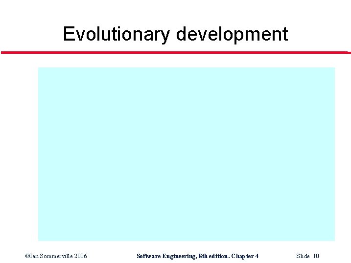 Evolutionary development ©Ian Sommerville 2006 Software Engineering, 8 th edition. Chapter 4 Slide 10