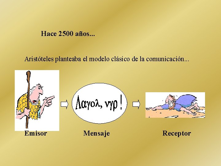 Hace 2500 años. . . Aristóteles planteaba el modelo clásico de la comunicación. .