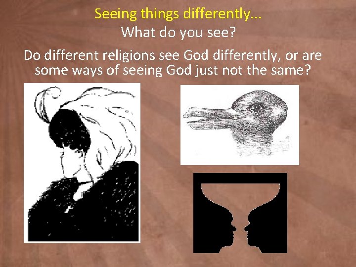 Seeing things differently. . . What do you see? Do different religions see God