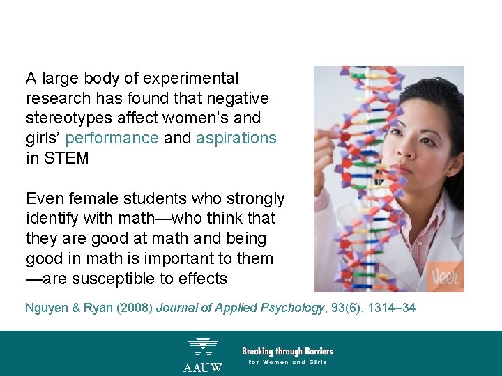 A large body of experimental research has found that negative stereotypes affect women’s and