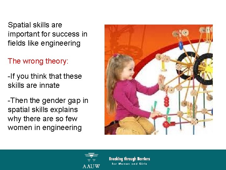 Spatial skills are important for success in fields like engineering The wrong theory: -If