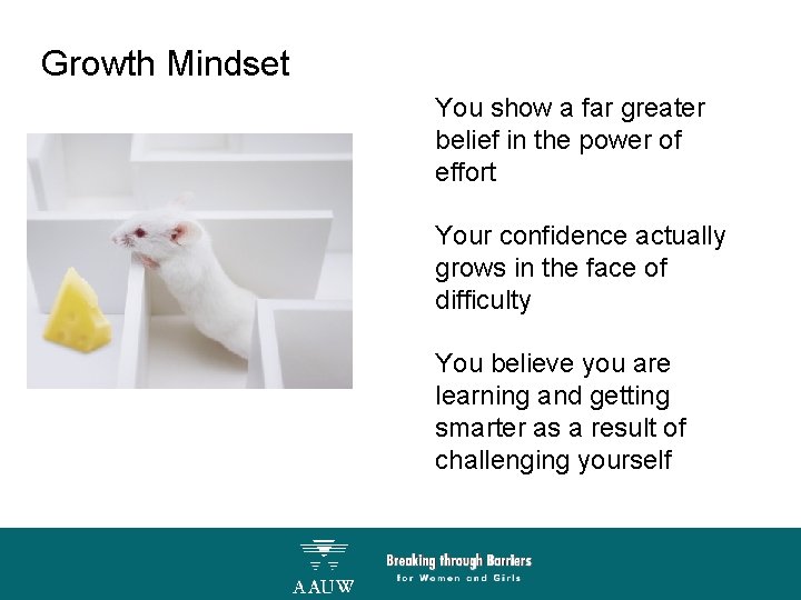 Growth Mindset You show a far greater belief in the power of effort Your