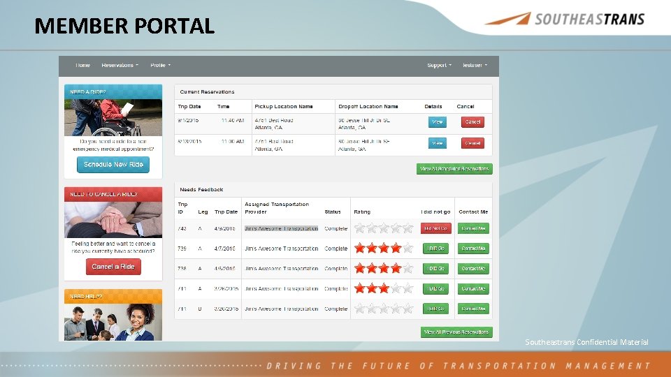 MEMBER PORTAL Southeastrans Confidential Material 