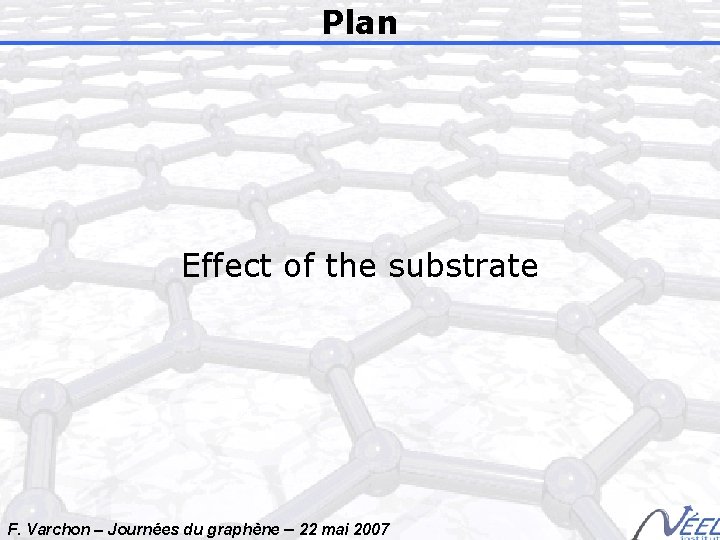 Plan Effect of the substrate F. Varchon – Journées du graphène – 22 mai