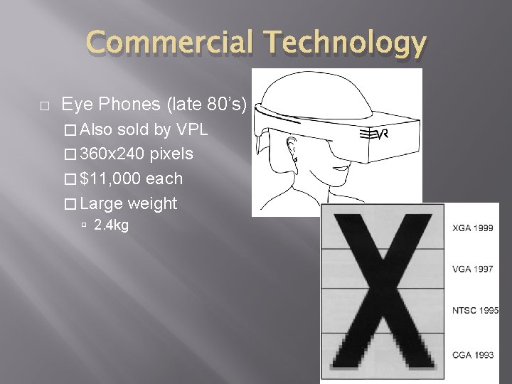 Commercial Technology � Eye Phones (late 80’s) � Also sold by VPL � 360