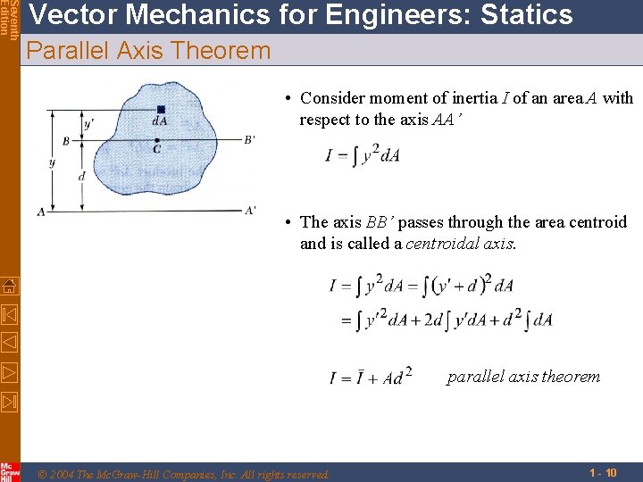 Seventh Edition Vector Mechanics for Engineers: Statics Parallel Axis Theorem • Consider moment of