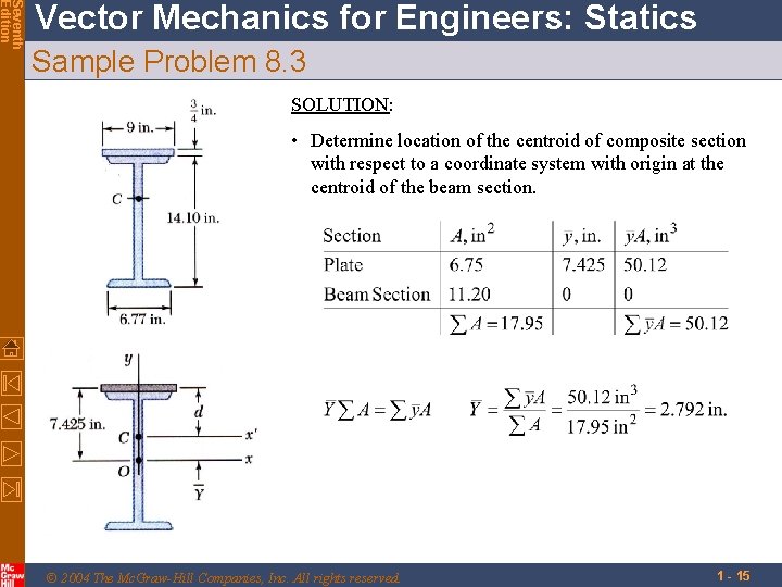Seventh Edition Vector Mechanics for Engineers: Statics Sample Problem 8. 3 SOLUTION: • Determine