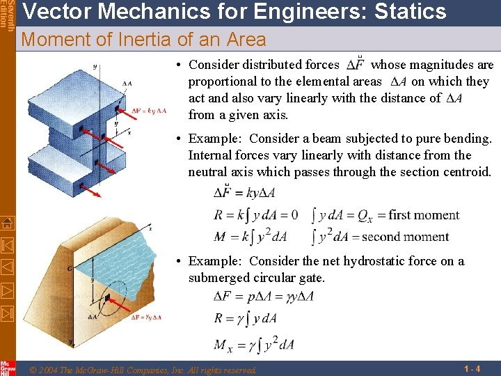 Seventh Edition Vector Mechanics for Engineers: Statics Moment of Inertia of an Area •