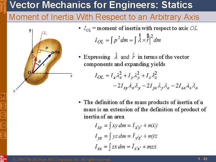 Seventh Edition Vector Mechanics for Engineers: Statics Moment of Inertia With Respect to an