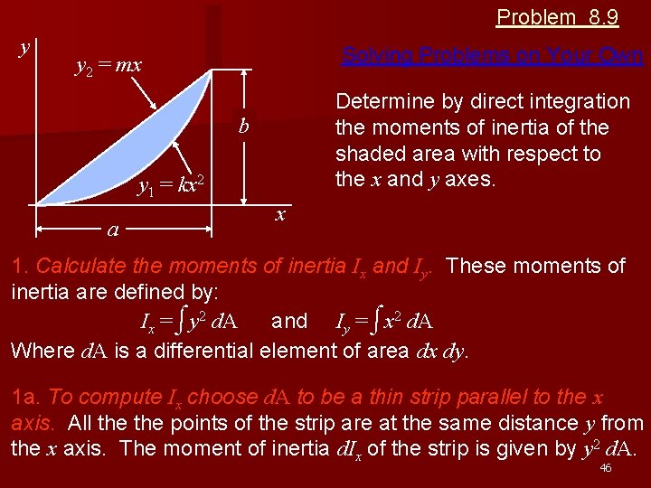 Problem 8. 9 y Solving Problems on Your Own y 2 = mx Determine