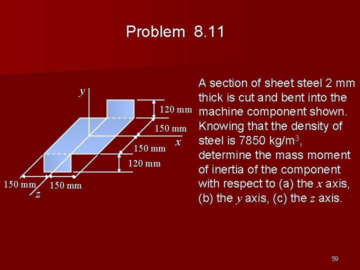 Problem 8. 11 y 150 mm z 150 mm A section of sheet steel