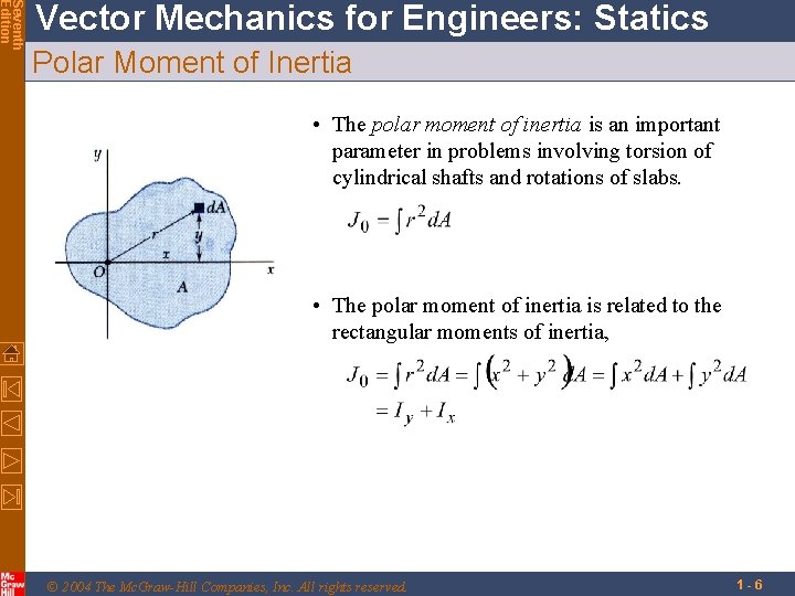 Seventh Edition Vector Mechanics for Engineers: Statics Polar Moment of Inertia • The polar