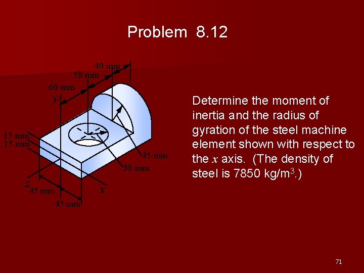 Problem 8. 12 40 mm 50 mm 60 mm y 15 mm 45 mm