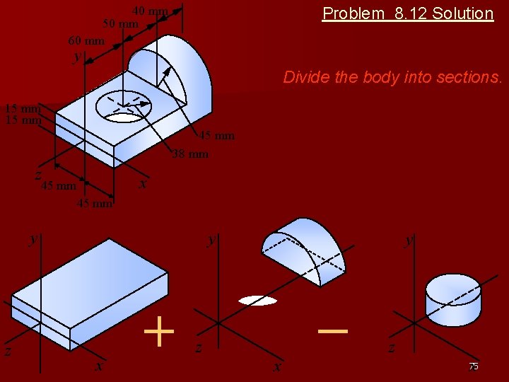 40 mm 50 mm 60 mm Problem 8. 12 Solution y Divide the body