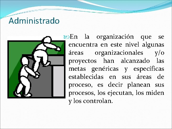 Administrado En la organización que se encuentra en este nivel algunas áreas organizacionales y/o