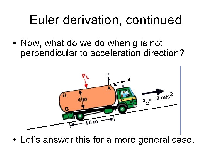 Euler derivation, continued • Now, what do we do when g is not perpendicular
