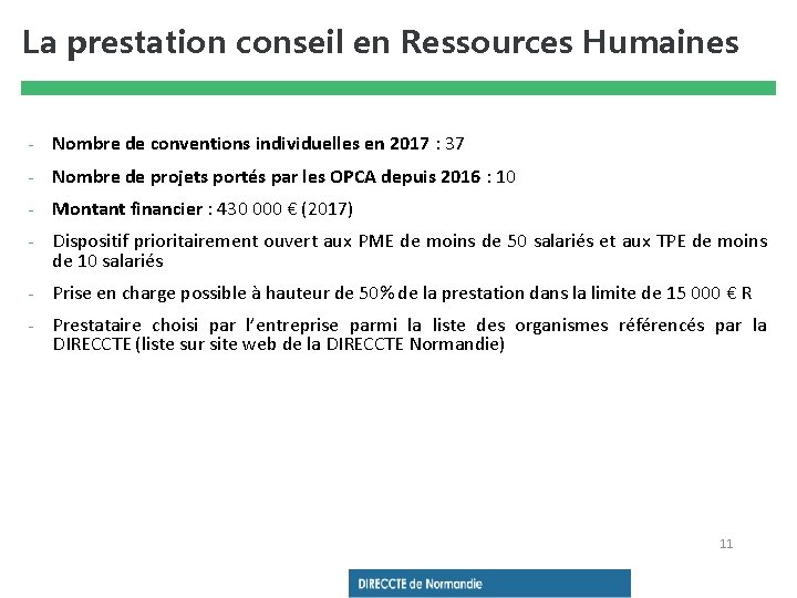  La prestation conseil en Ressources Humaines - Nombre de conventions individuelles en 2017