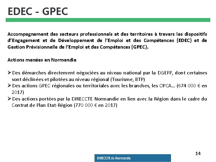 EDEC - GPEC Accompagnement des secteurs professionnels et des territoires à travers les