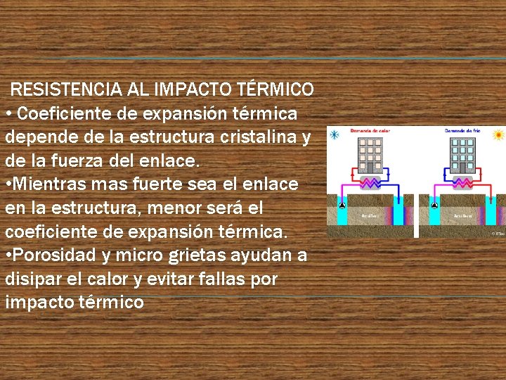 RESISTENCIA AL IMPACTO TÉRMICO • Coeficiente de expansión térmica depende de la estructura cristalina