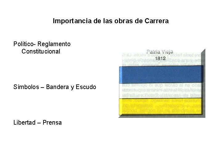 Importancia de las obras de Carrera Político- Reglamento Constitucional Símbolos – Bandera y Escudo