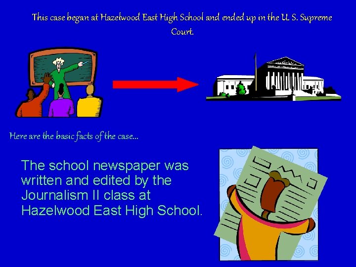This case began at Hazelwood East High School and ended up in the U. This case began at Hazelwood East High School and ended up in the U.