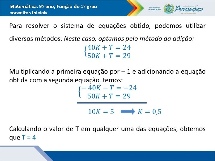 Matemática, 9º ano, Função do 1º grau conceitos iniciais 