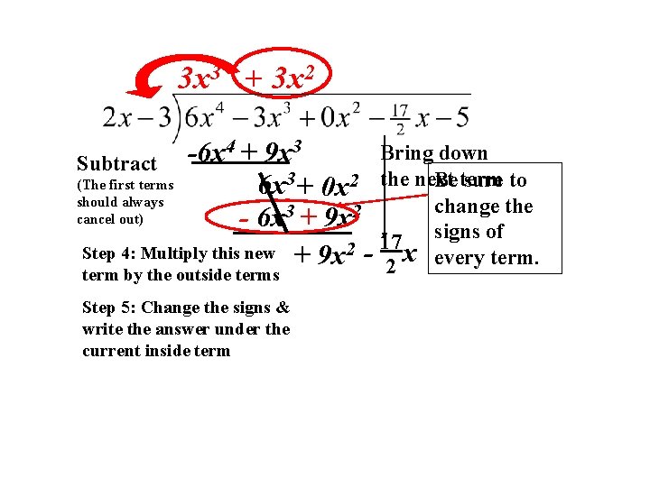 3 x 3 + 3 x 2 4 + 9 x 3 Bring down