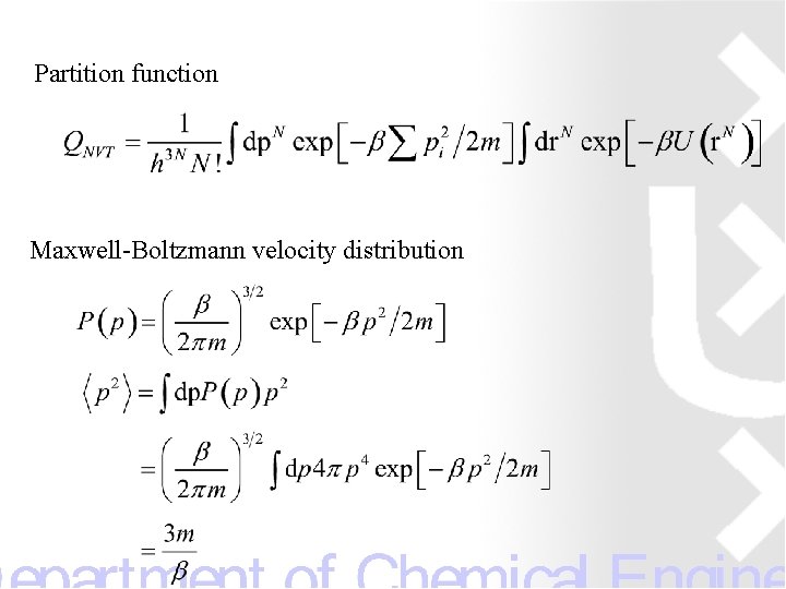 Partition function Maxwell-Boltzmann velocity distribution 