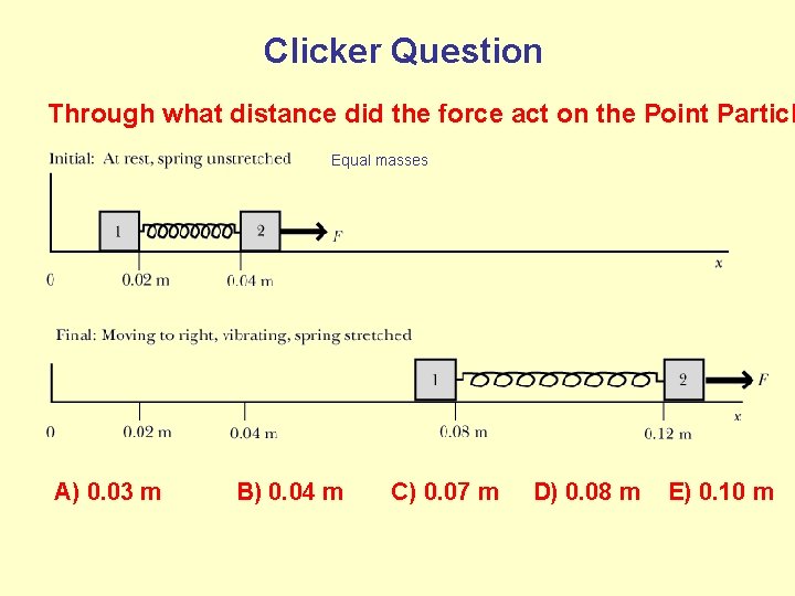 Clicker Question Through what distance did the force act on the Point Particl Equal