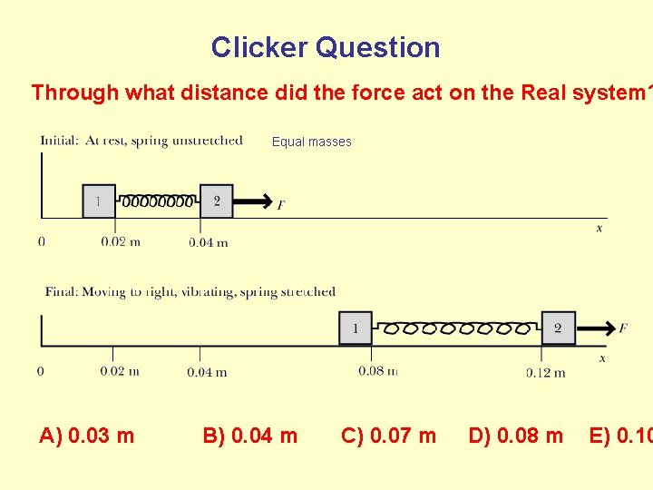 Clicker Question Through what distance did the force act on the Real system? Equal