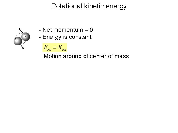 Rotational kinetic energy - Net momentum = 0 - Energy is constant Motion around