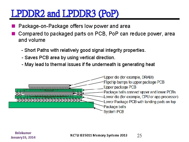 LPDDR 2 and LPDDR 3 (Po. P) n Package-on-Package offers low power and area