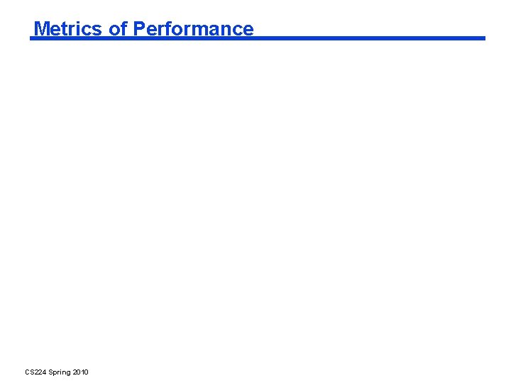 Metrics of Performance CS 224 Spring 2010 