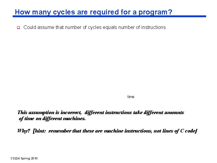 How many cycles are required for a program? Could assume that number of cycles