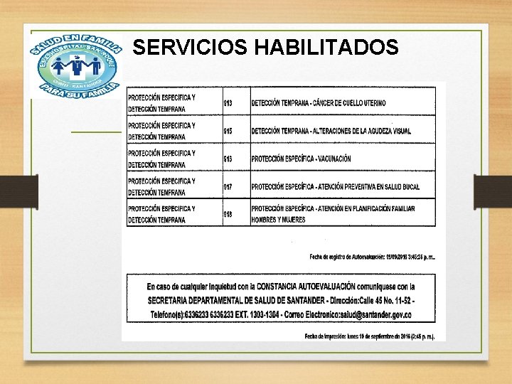 SERVICIOS HABILITADOS 