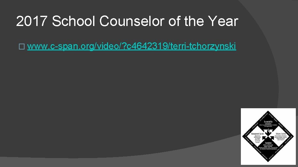 2017 School Counselor of the Year � www. c-span. org/video/? c 4642319/terri-tchorzynski 