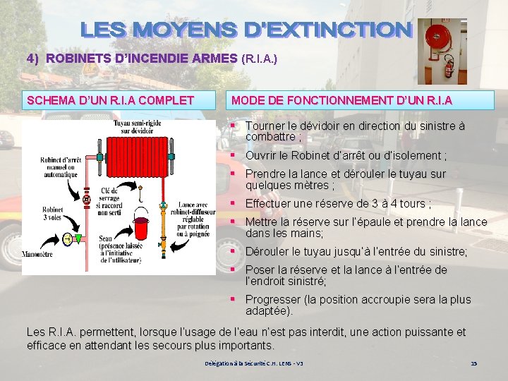 4) ROBINETS D’INCENDIE ARMES (R. I. A. ) SCHEMA D’UN R. I. A COMPLET