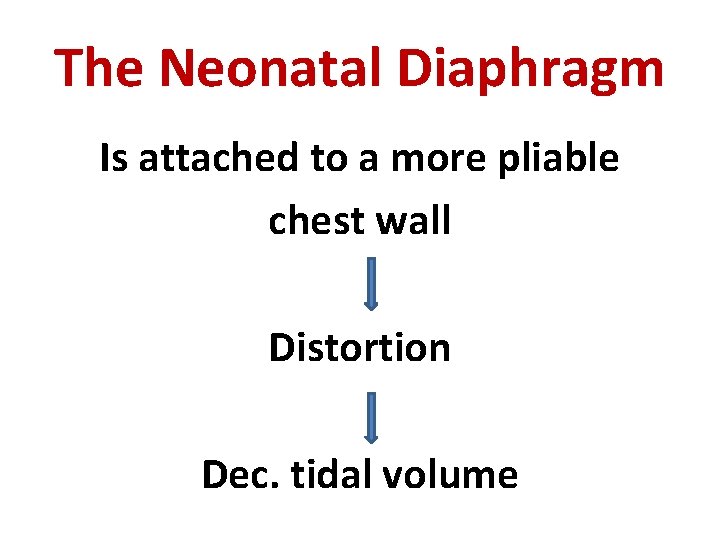 The Neonatal Diaphragm Is attached to a more pliable chest wall Distortion Dec. tidal