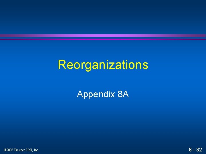 Reorganizations Appendix 8 A © 2005 Prentice Hall, Inc. 8 - 32 