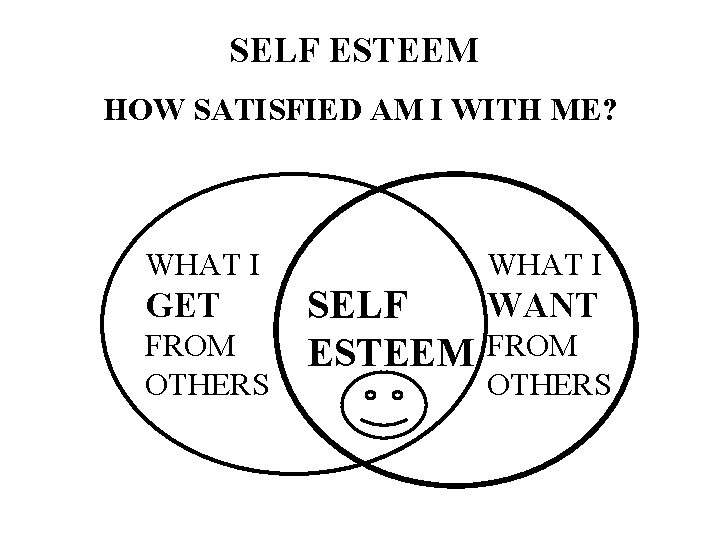 SELF ESTEEM HOW SATISFIED AM I WITH ME? WHAT I GET FROM OTHERS WHAT