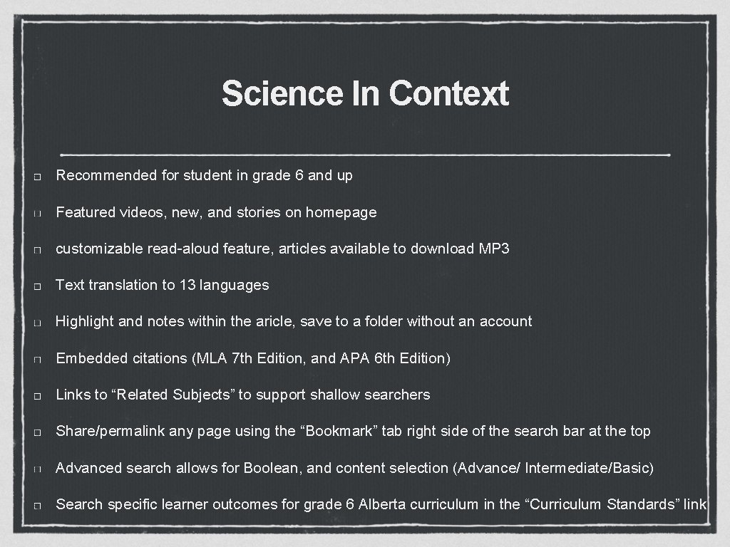 Science In Context Recommended for student in grade 6 and up Featured videos, new,