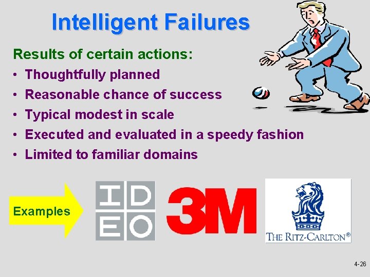 Intelligent Failures Results of certain actions: • • • Thoughtfully planned Reasonable chance of