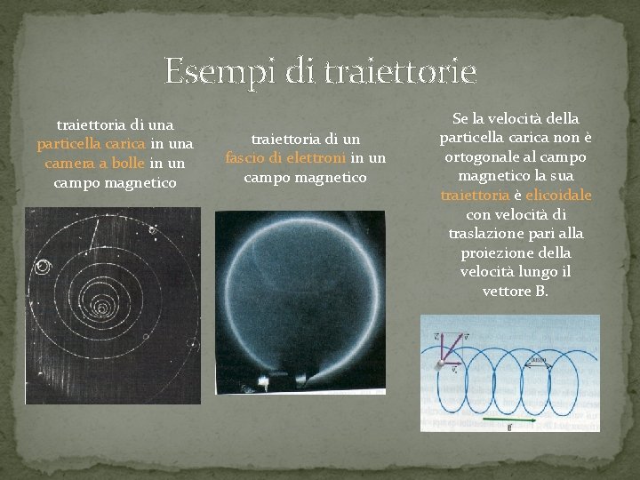 Esempi di traiettorie traiettoria di una particella carica in una camera a bolle in Esempi di traiettorie traiettoria di una particella carica in una camera a bolle in
