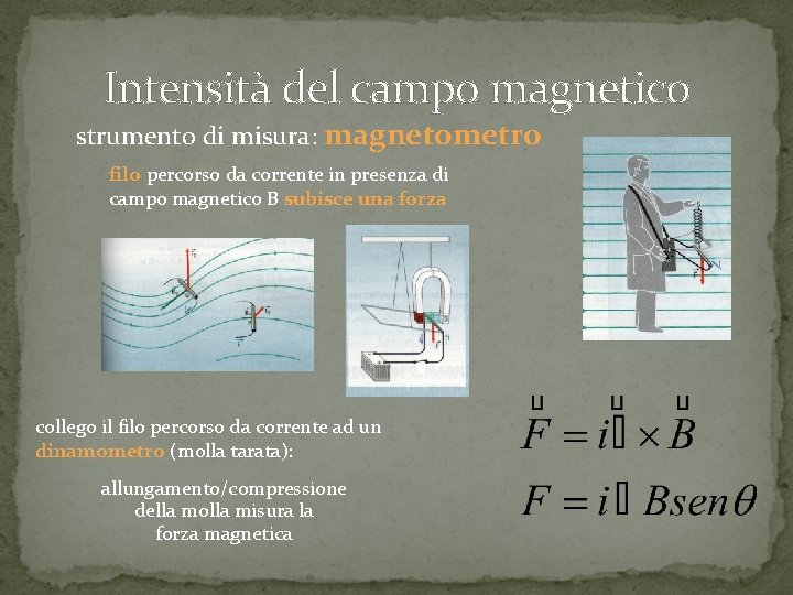 Intensità del campo magnetico strumento di misura: magnetometro filo percorso da corrente in presenza Intensità del campo magnetico strumento di misura: magnetometro filo percorso da corrente in presenza