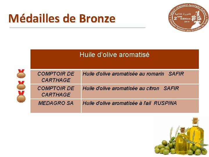 Médailles de Bronze Huile d’olive aromatisé COMPTOIR DE CARTHAGE Huile d'olive aromatisée au romarin
