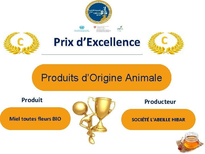Prix d’Excellence C C Produits d’Origine Animale Produit Miel toutes fleurs BIO Producteur SOCIÉTÉ
