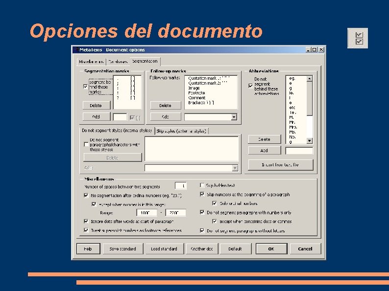 Opciones del documento 