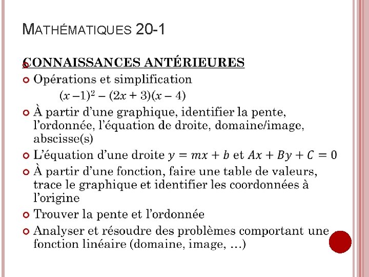 MATHÉMATIQUES 20 -1 