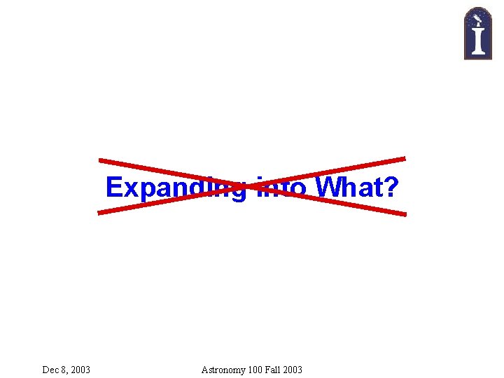 Expanding into What? Dec 8, 2003 Astronomy 100 Fall 2003 